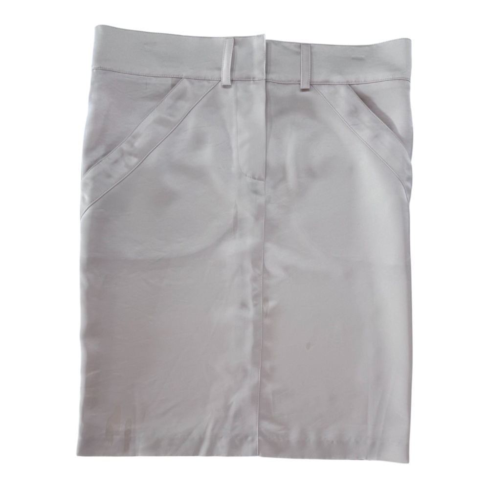 DELPHINE MURAT -  UP THE KNEE PENCIL SKIRT - STRETCH SATIN - IVORY - XS